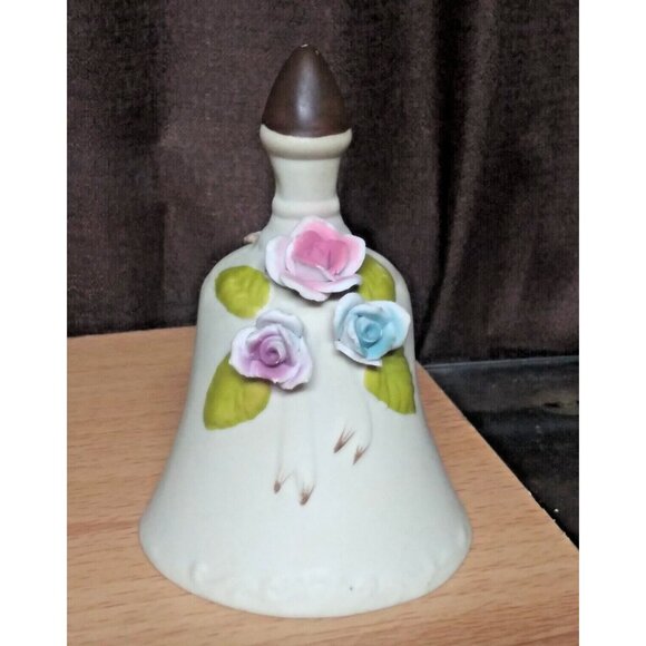 VTG 80s ARNART Dinner Bell Bisque Porcelain Wedding Mission Prayer Hand Bell - Picture 11 of 11